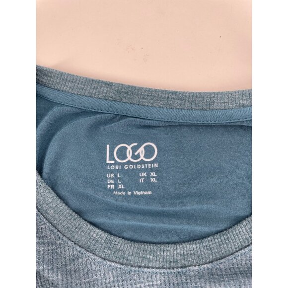 LOGO Lori Goldstein Womens Large Long Sleeve Teal Tunic Top Lagenlook Pockets - Picture 3 of 8